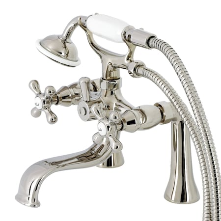 Kingston Brass KS228PN Deck Mount Clawfoot Tub Faucet with Hand Shower, Polished Nickel KS228PN